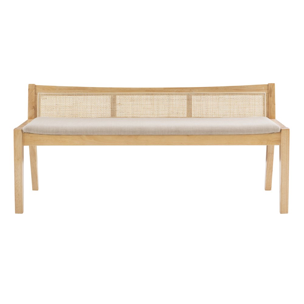 Nassau Rattan Cane Bench with Back, Beige. Picture 1