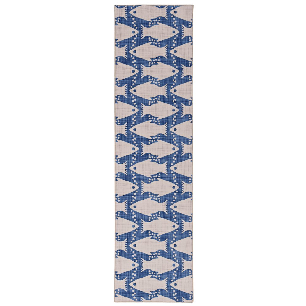 Washable Seabourne Ivory/Blue 2x8, Rug. Picture 1