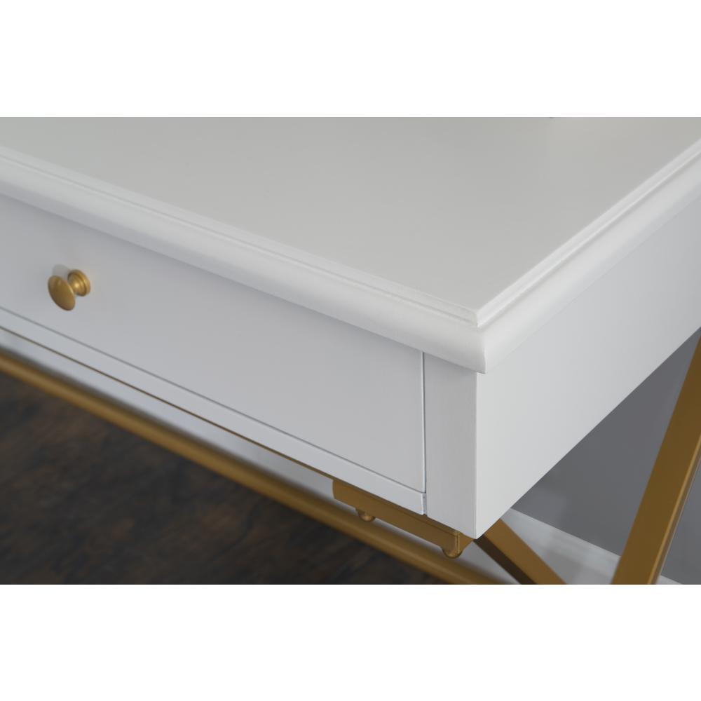 Two-Drawer Campaign Desk, White. Picture 14