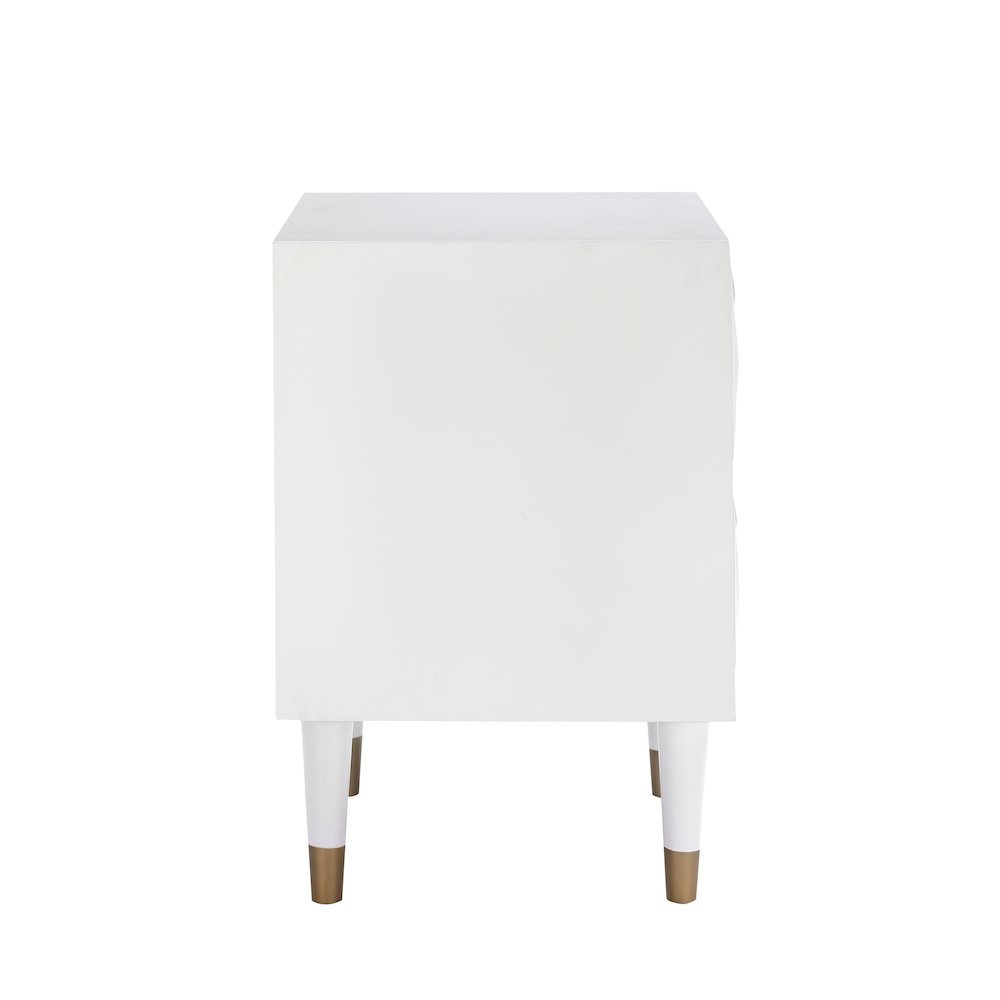 Two Drawer Geo Texture Nightstand White. Picture 7