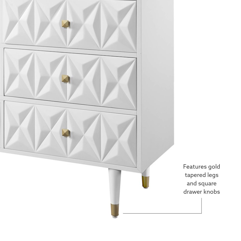Six Drawer Geo Texture Dresser White. Picture 12