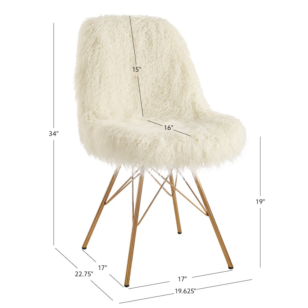 Remy Flokati Chair With Gold Metal Base. Picture 7