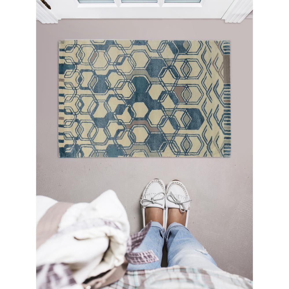 Aspire Triangle Light Blue & Cream 2x3, Rug. Picture 2