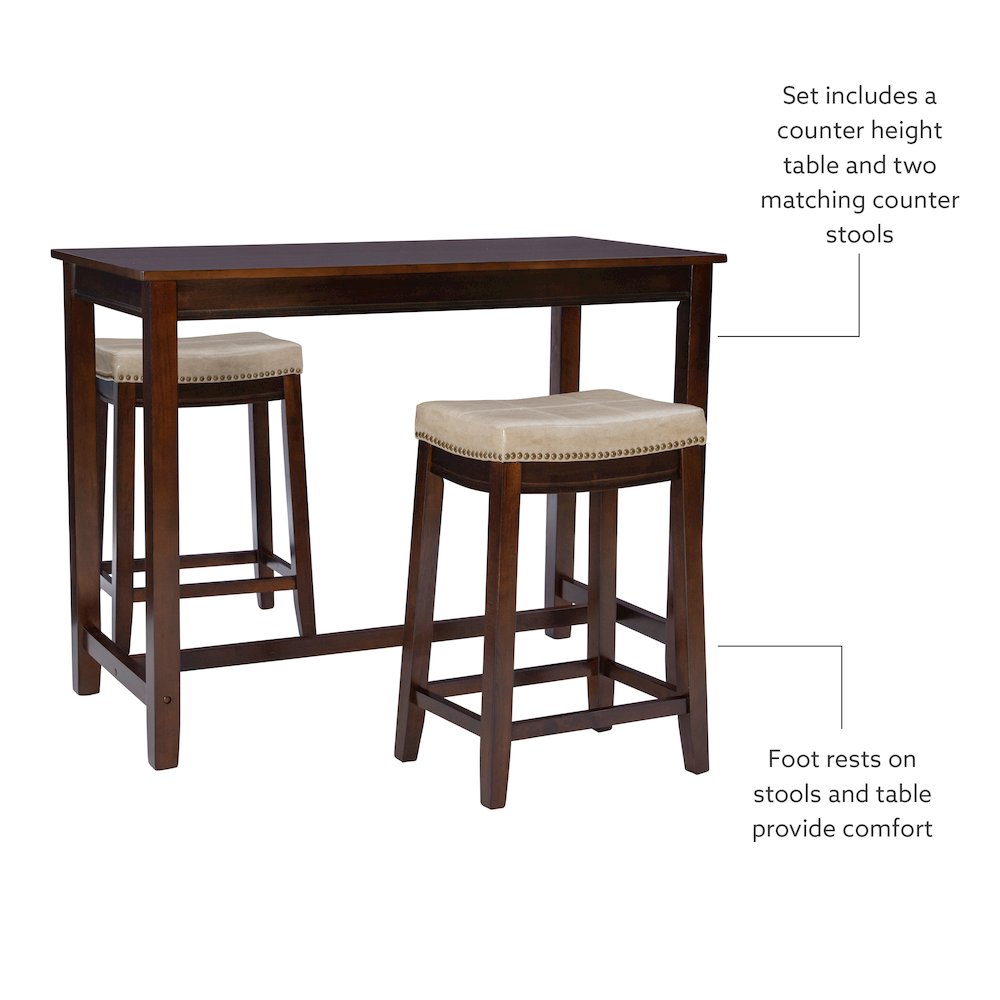 Claridge 3Pc Counter Set Brown Beige. Picture 6