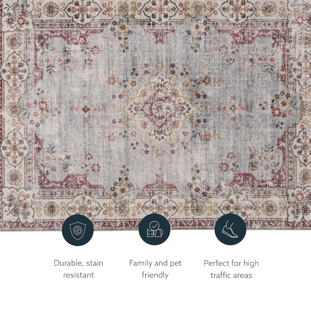 Washable Lennox Pale Blue/Ivory 2x3, Rug. Picture 5