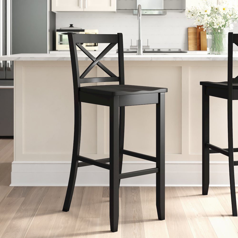 Black 30 In X Back Bar Stool. Picture 3