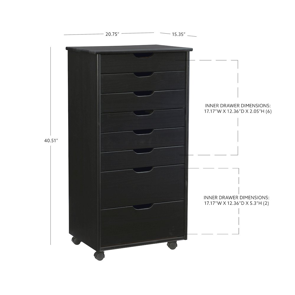 Cary Eight Drawer Rolling Storage Cart, Black. Picture 18