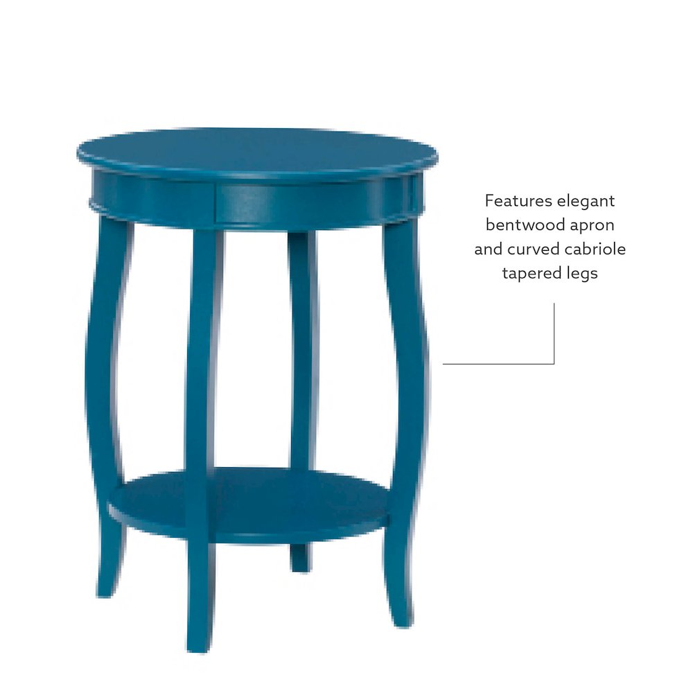 Teal Round Table with Shelf. Picture 10