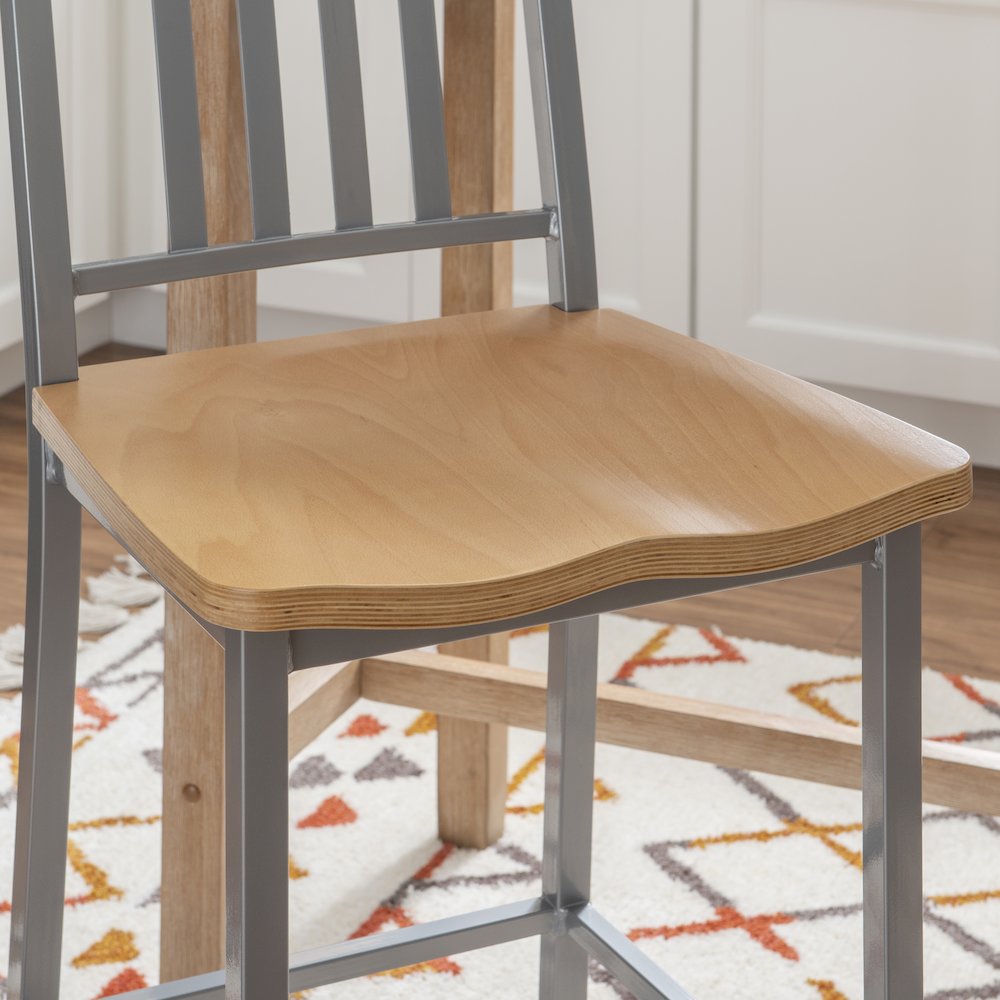 Frazier Metal Barstool Silver Set Of 2. Picture 6