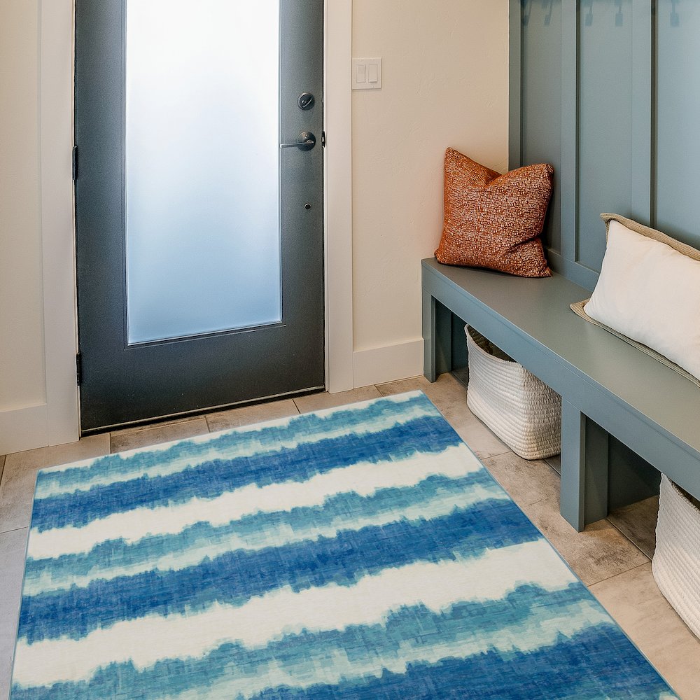 Outdoor Washable Apopka Ivory & Blue 3' X 5', Rug. Picture 1