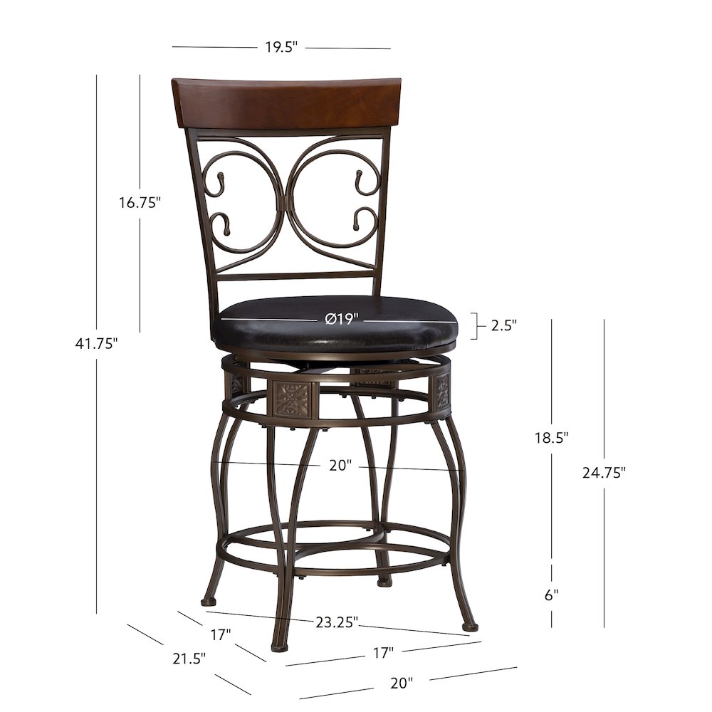 Big and Tall Back to Back Scroll Counter Stool. Picture 10