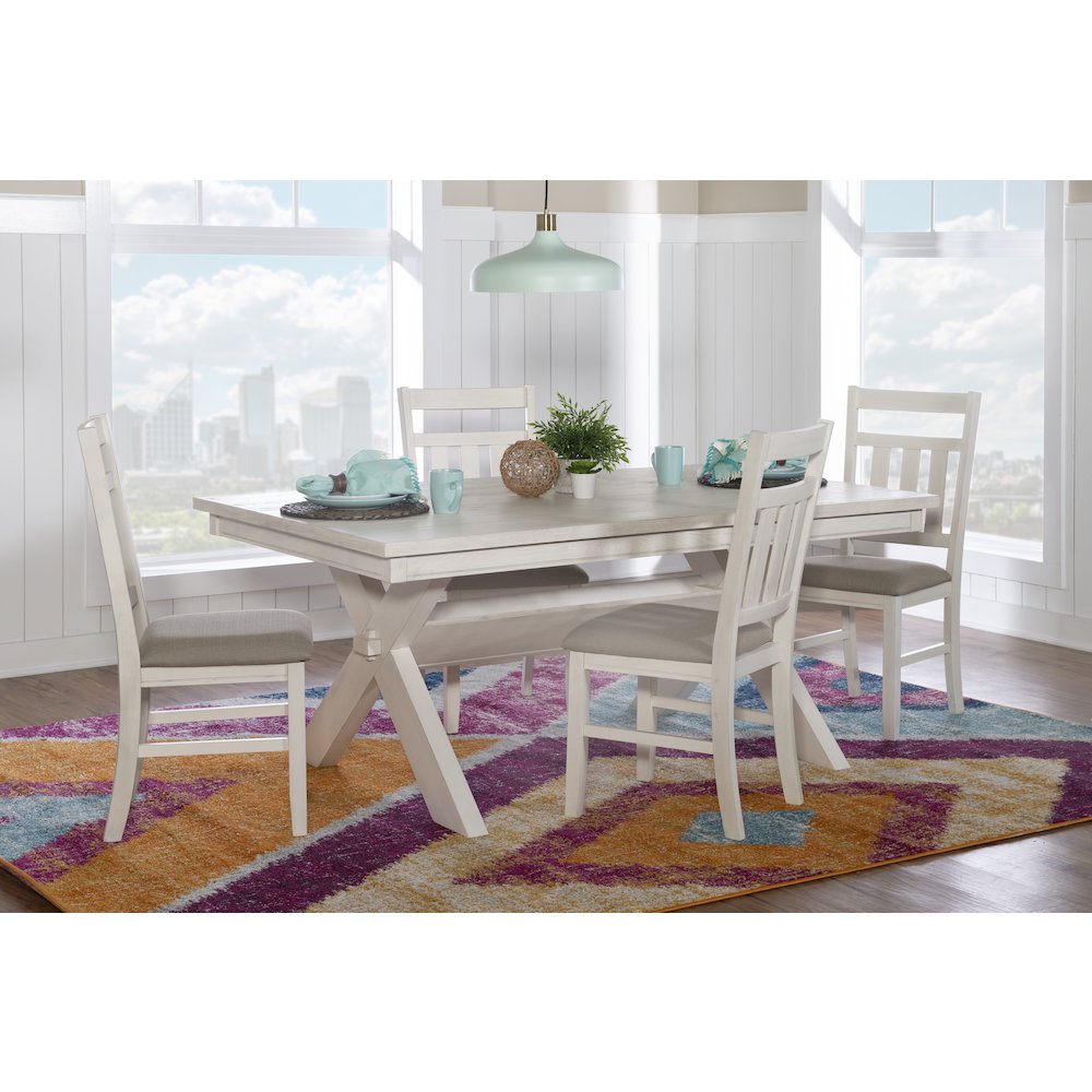 Turino Distressed White 5PC Dining Set. Picture 4