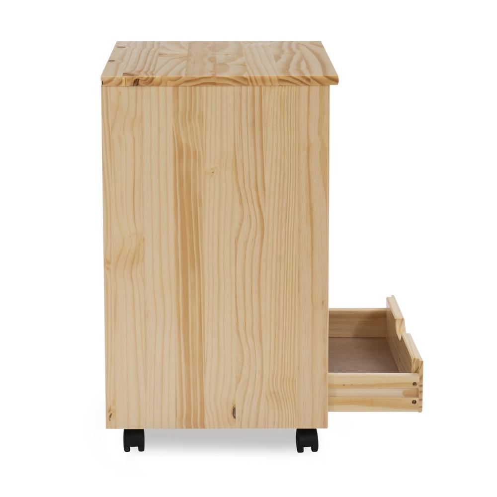 Cary Six Drawer Wide Roll Cart, Natural. Picture 7
