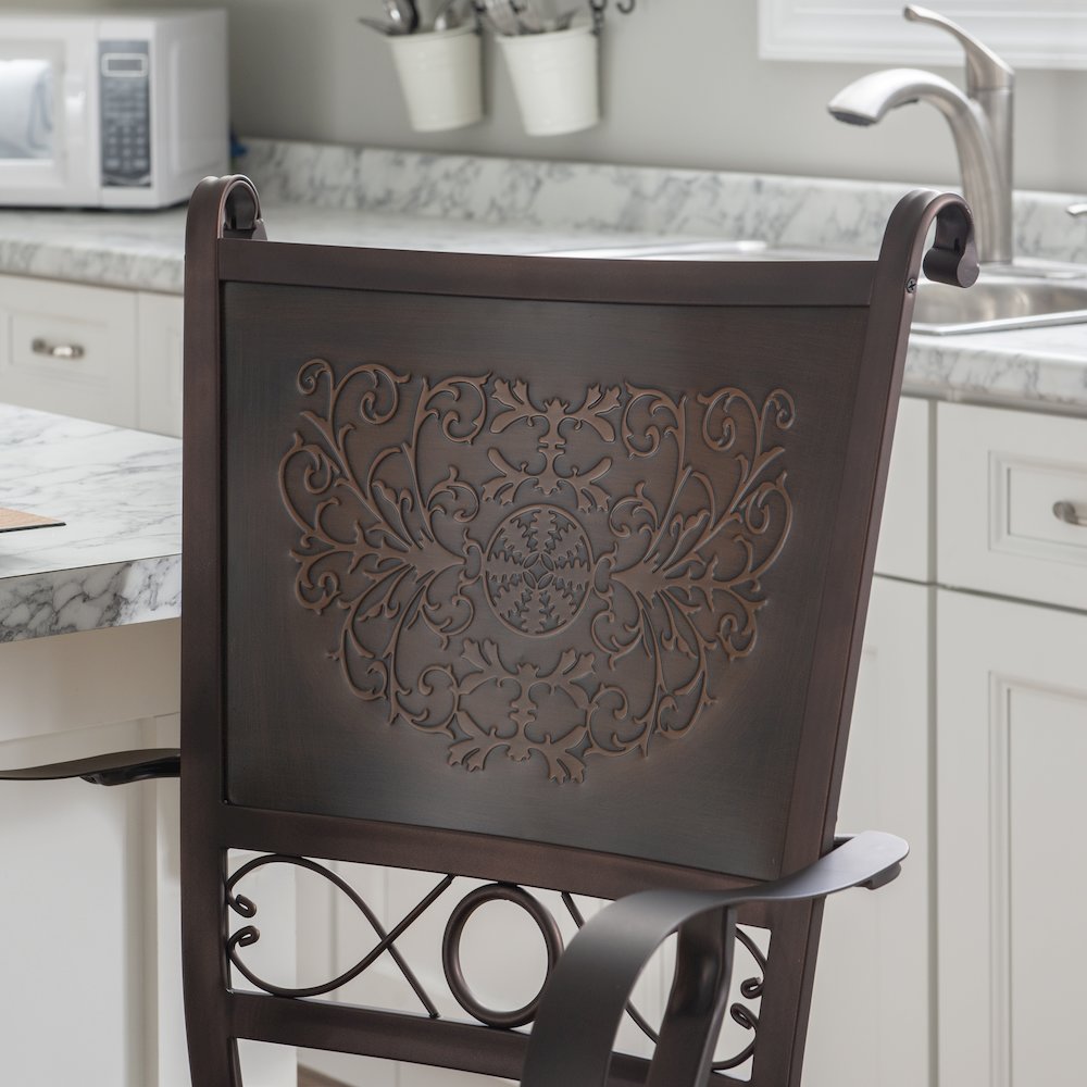 Big & Tall Copper Stamped Back Counter Stool with Arms. Picture 4