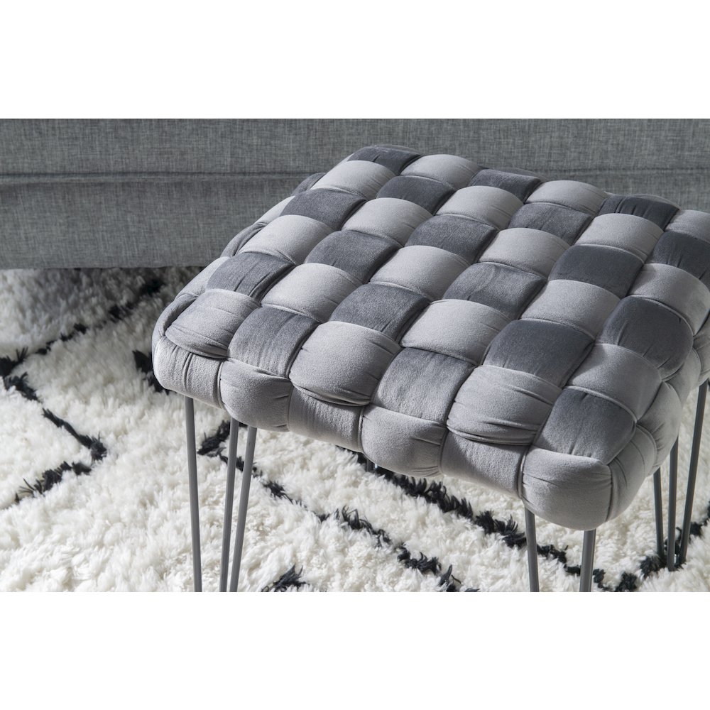 Shadbury Square Stool Grey. Picture 3
