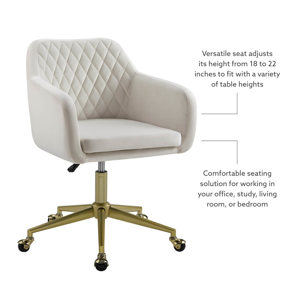 Imogen Quilted Office Chair Off White. Picture 9