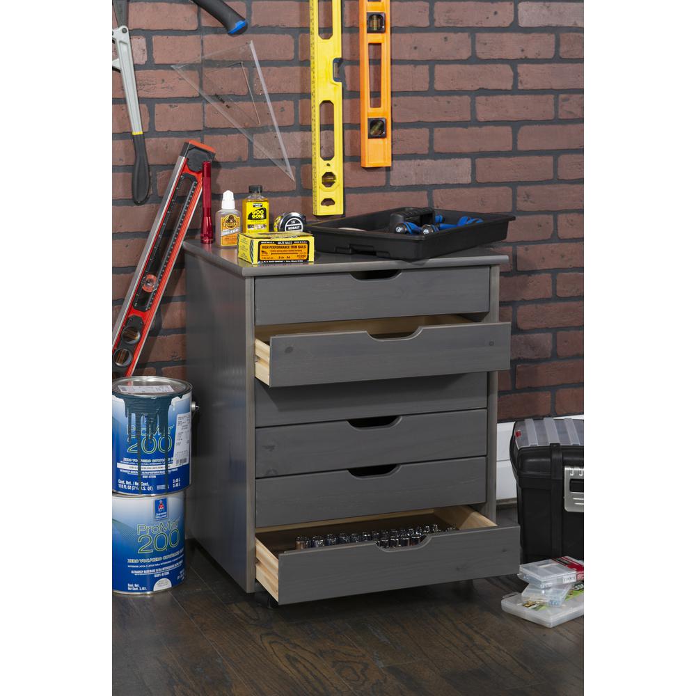 Cary Six Drawer Wide Roll Cart, Grey. Picture 11