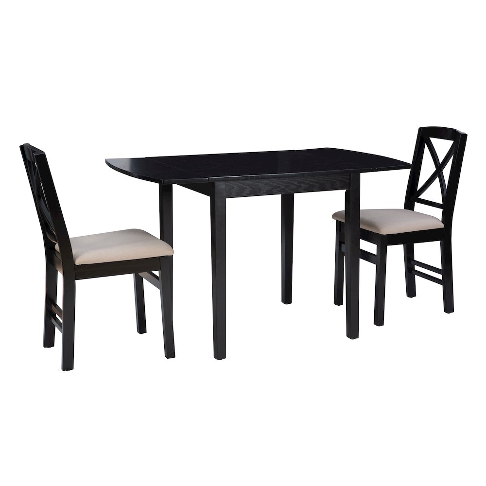 Torino 3Pc Drop Leaf Dining Set Black. Picture 1