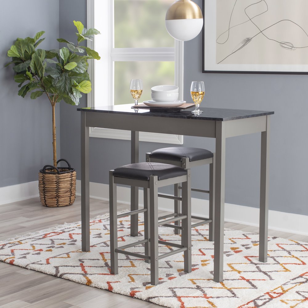 Lancer Tavern Set Grey Faux Marble. Picture 2
