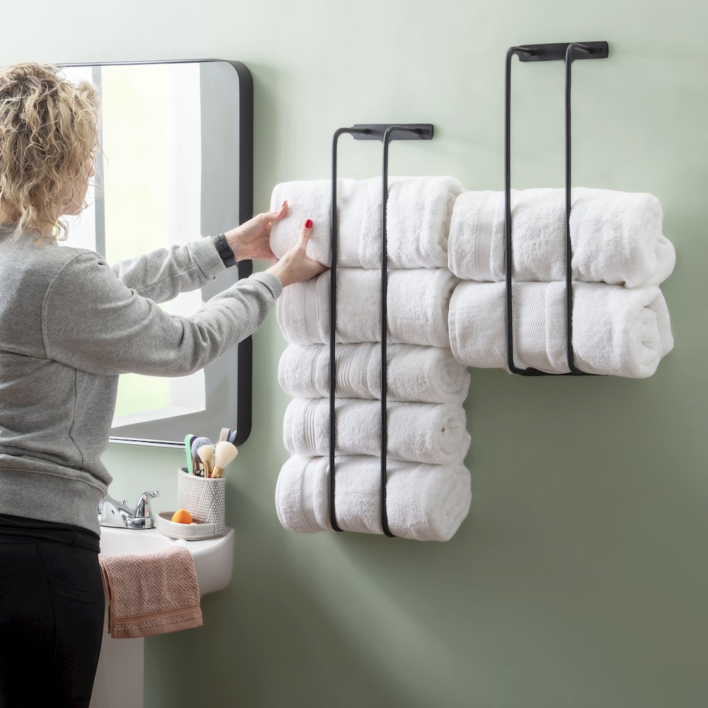 Triston Metal Towel Rack 2Pk Black. Picture 3