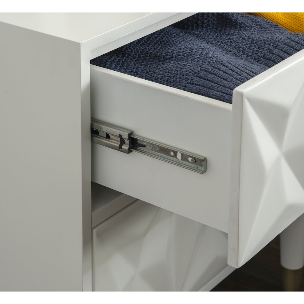 Two Drawer Geo Texture Nightstand White. Picture 5