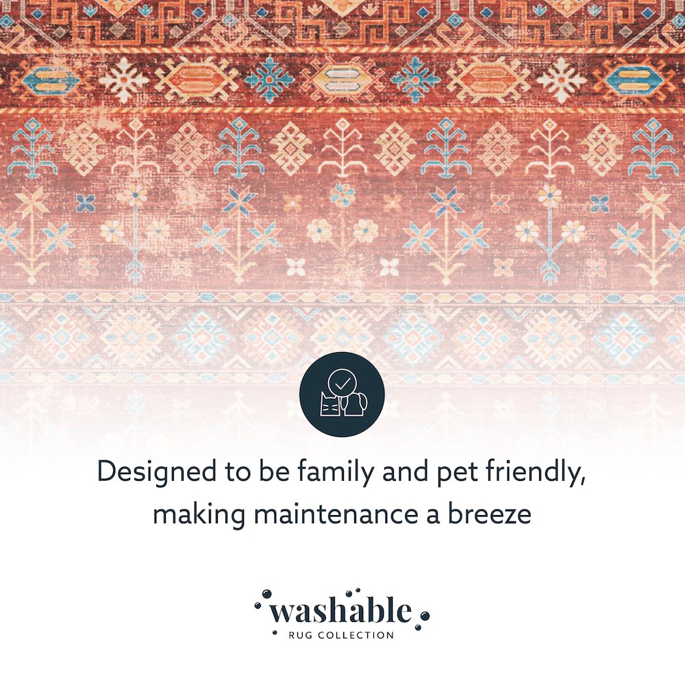 Washable Devlin Red/Ivory 2x8, Rug. Picture 7