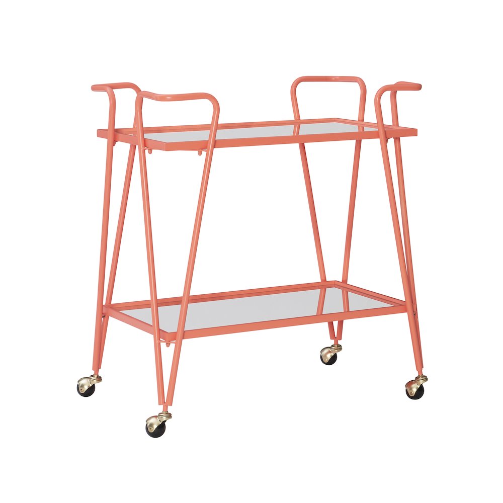 Coral Mid-Century Bar Cart. Picture 1