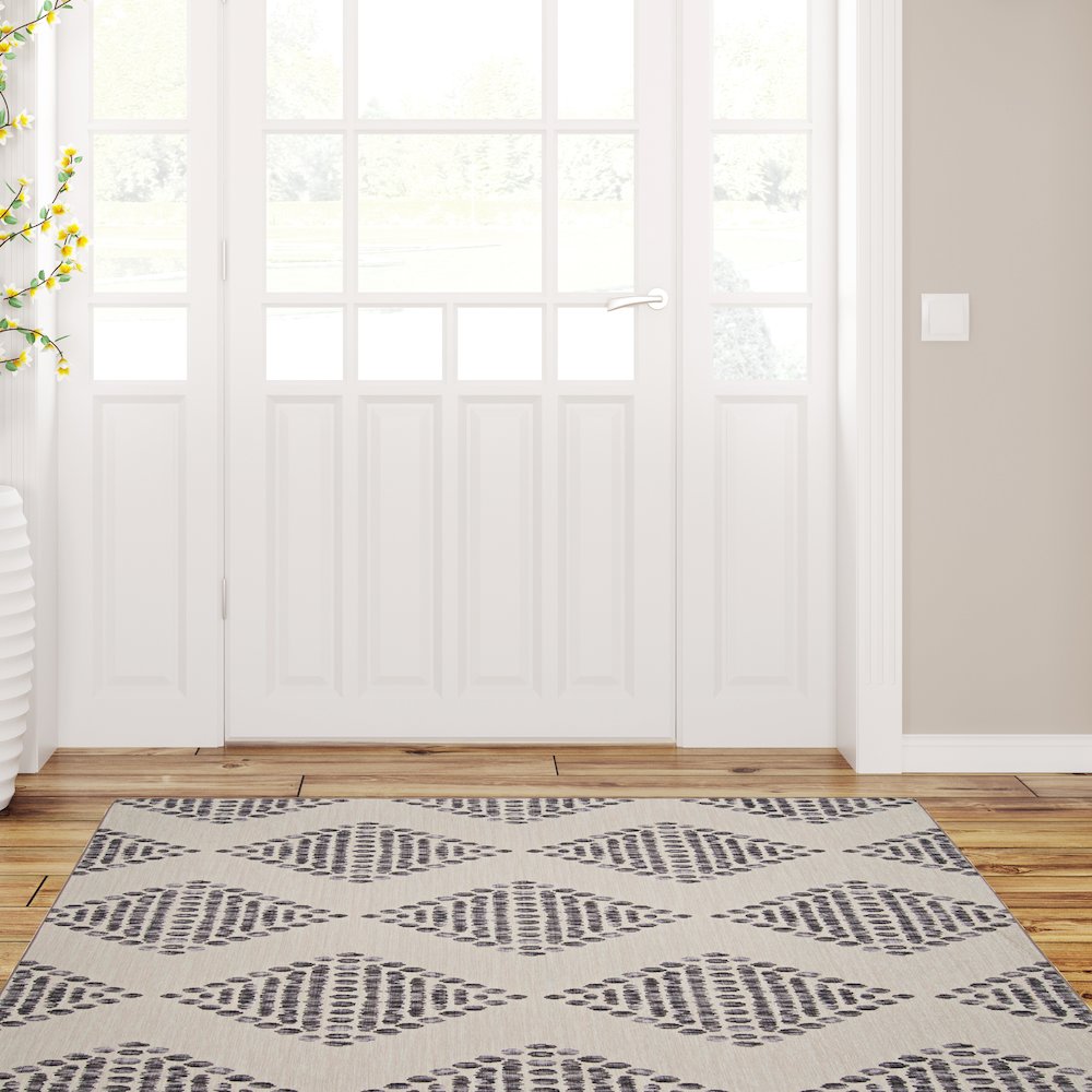 Outdoor Washable Navarre Ivory & Brown 3' X 5', Rug. Picture 1