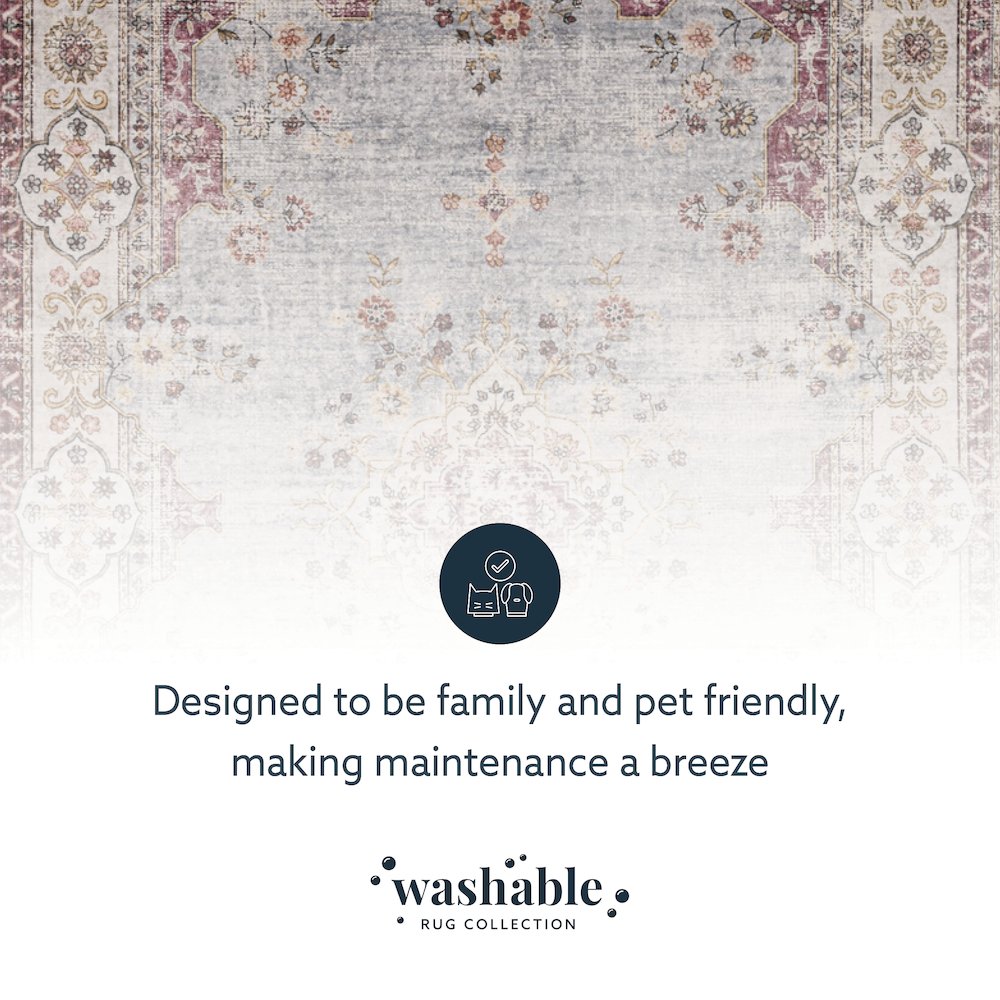 Washable Lennox Pale Blue/Ivory 5x7, Rug. Picture 5