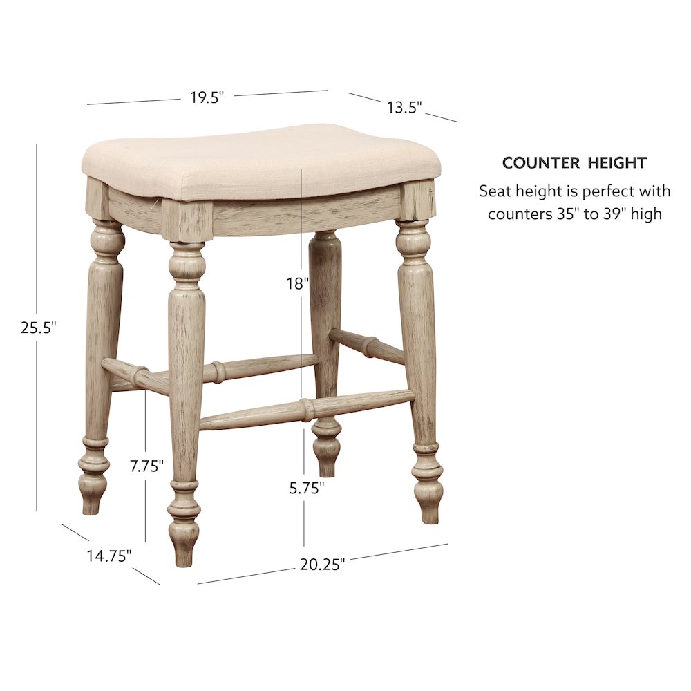 Marino White Wash Backless Counter Stool. Picture 8