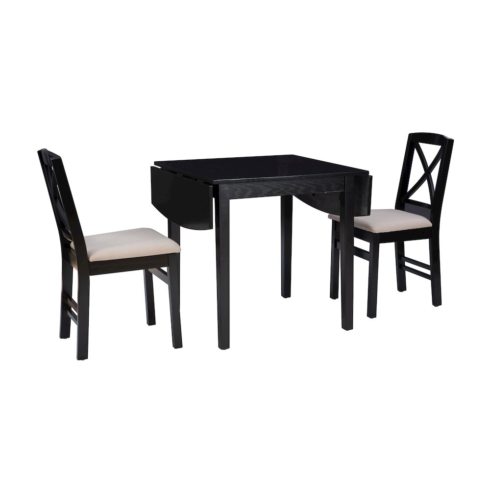 Torino 3Pc Drop Leaf Dining Set Black. Picture 7