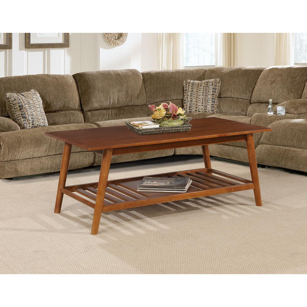 Charlotte Coffee Table With Shelf, Walnut Brown. Picture 2