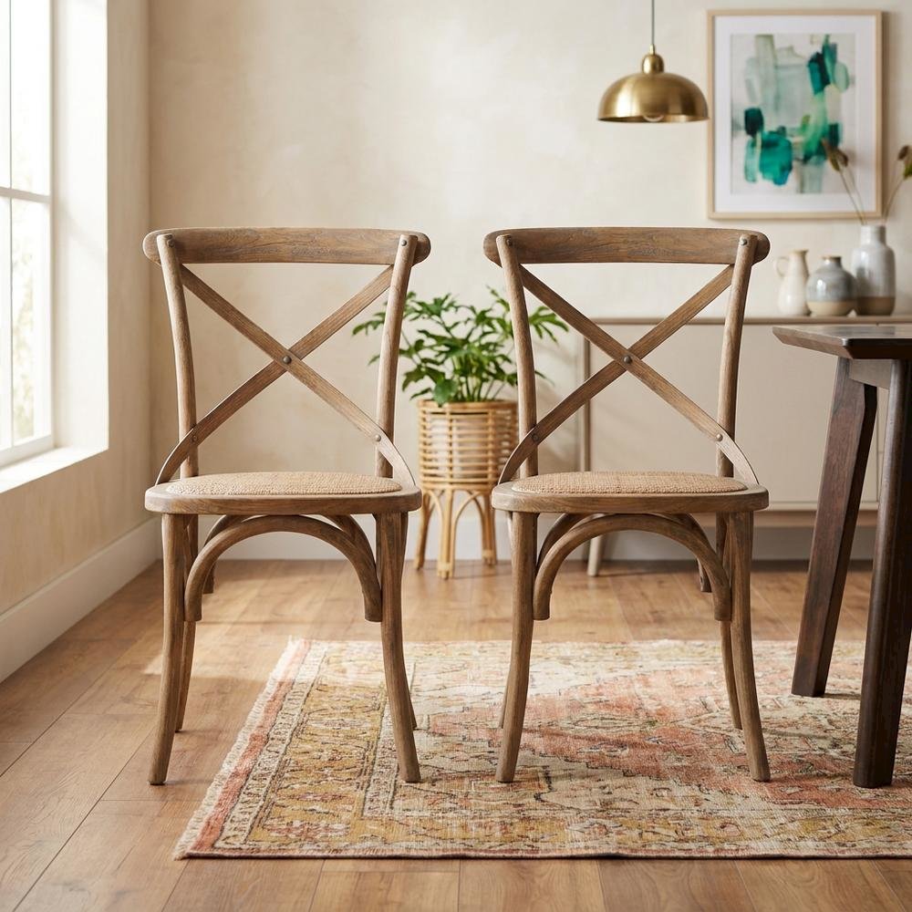 Gray Bentwood Dining Chairs with Elm Wood Finish, Comfortable Seat, Set of Two. Picture 3