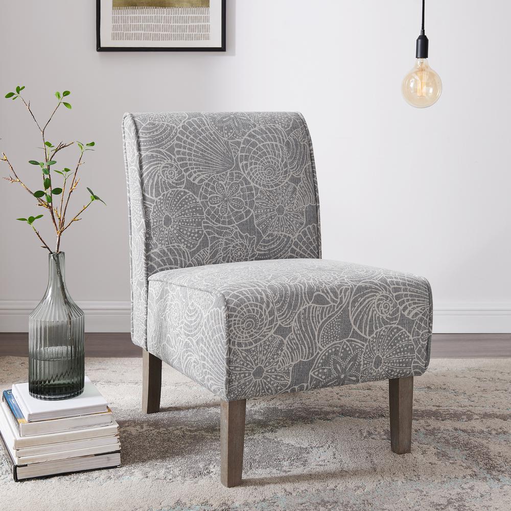 Lily Upholstered Slipper Chair, Stone. Picture 1
