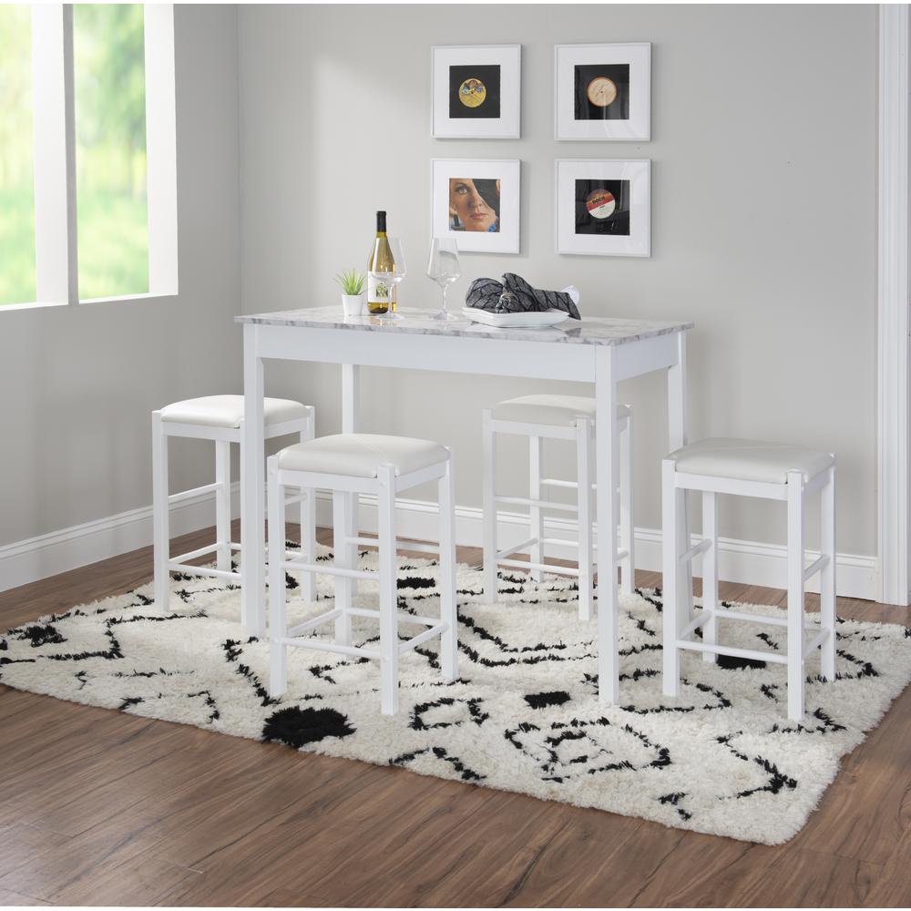 Lancer 3 Piece Tavern Set, White Faux Marble. Picture 6