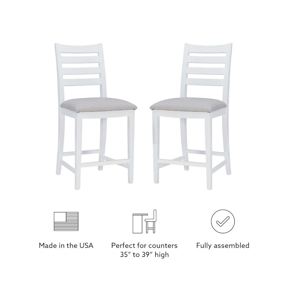 Flynn Counter Stool White Upholstered Set Of 2. Picture 14