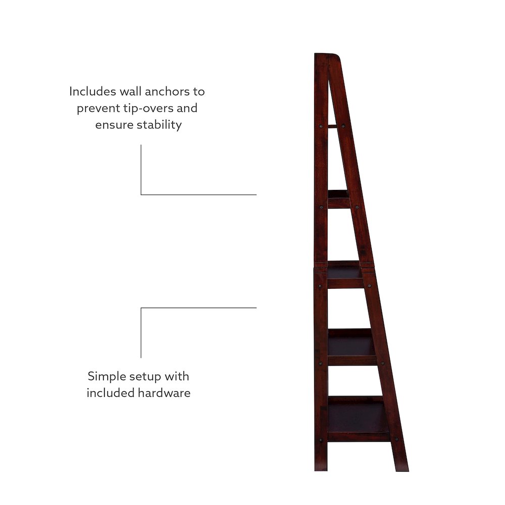 Acadia Ladder Bookshelf, Espresso. Picture 13