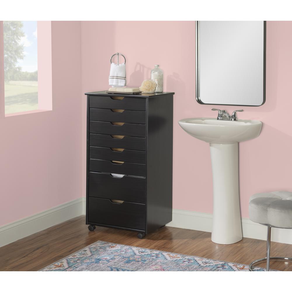 Cary Eight Drawer Rolling Storage Cart, Black. Picture 19