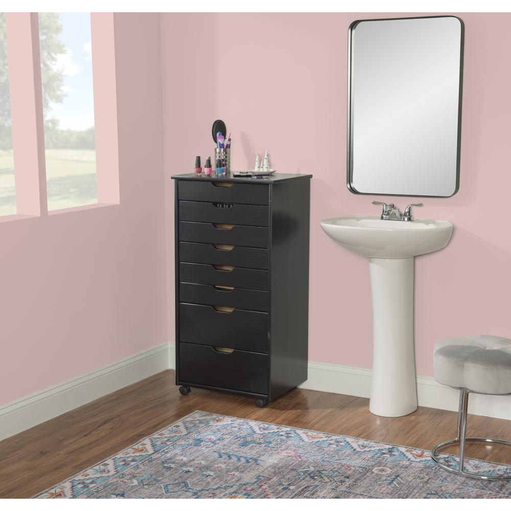 Cary Eight Drawer Rolling Storage Cart, Black. Picture 23