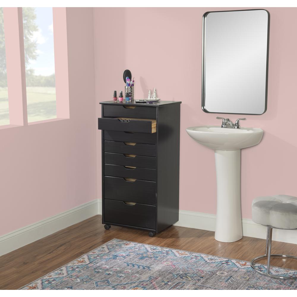 Cary Eight Drawer Rolling Storage Cart, Black. Picture 24