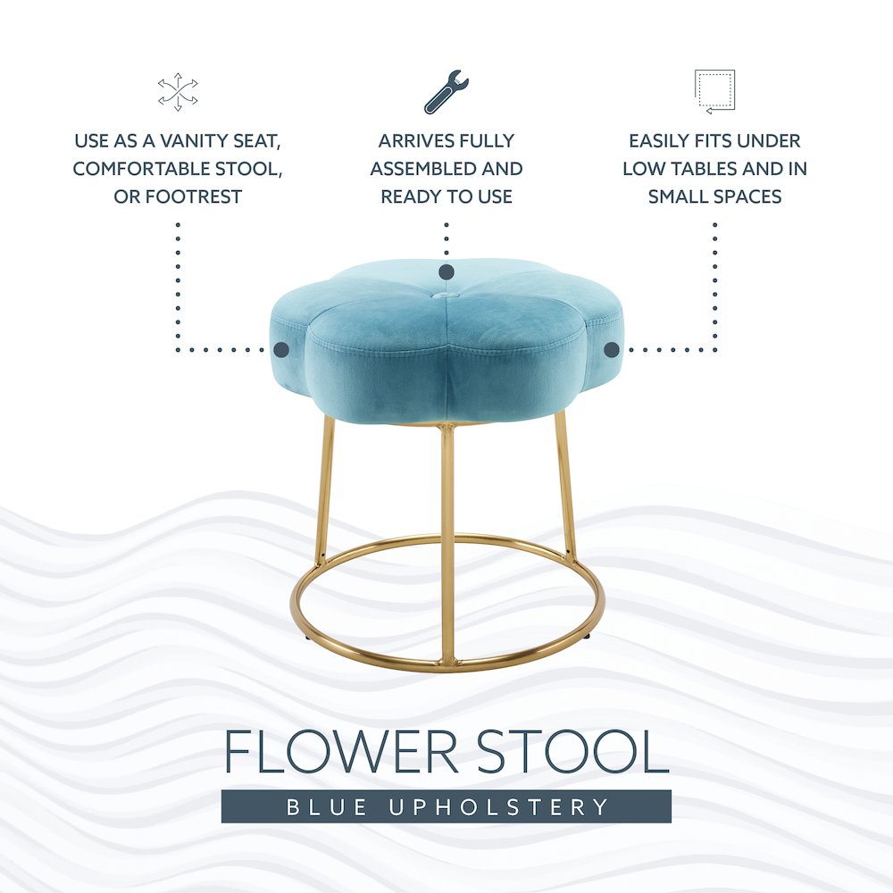 Seraphina Accent Vanity Stool, Blue. Picture 11