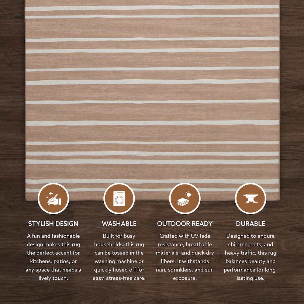Outdoor Washable Weston Tan & Ivory 7' X 9', Rug. Picture 5