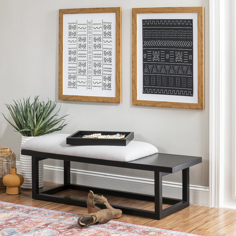 Georgia Bench with Tray Black Gray. Picture 5