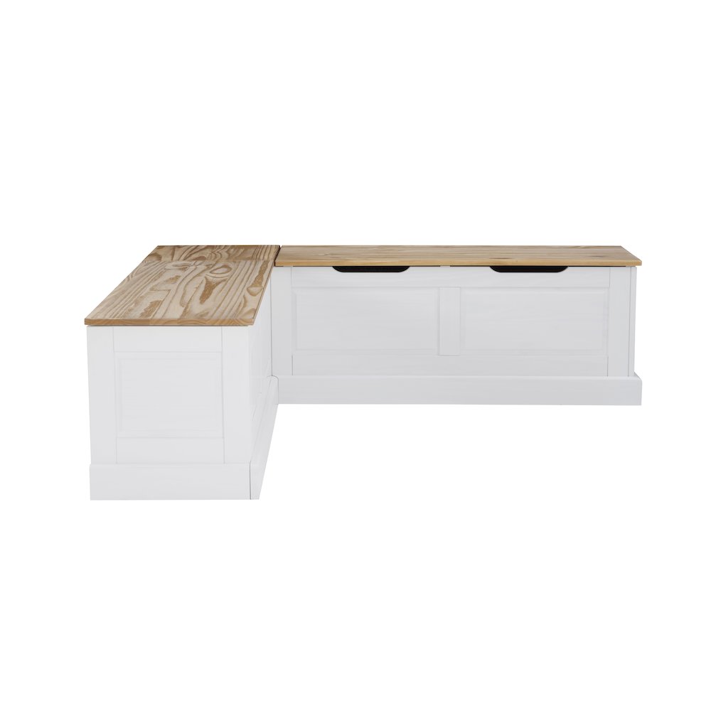Tobin Backless Two Tone Breakfast Nook, Natural And White. Picture 2