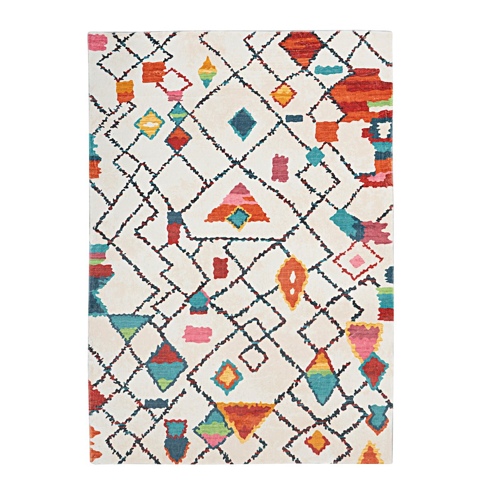 Motif Printed Faux Rabbit Roboto Ivory Multi 8x10, Rug. Picture 1