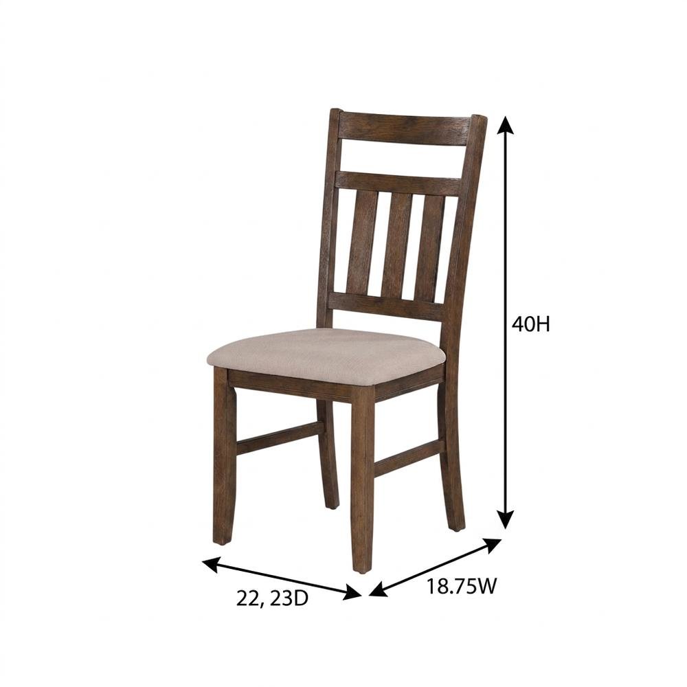 Rustic Umber Side Chair with Polyester Upholstery and Comfortable Seat, Set of 2. Picture 7