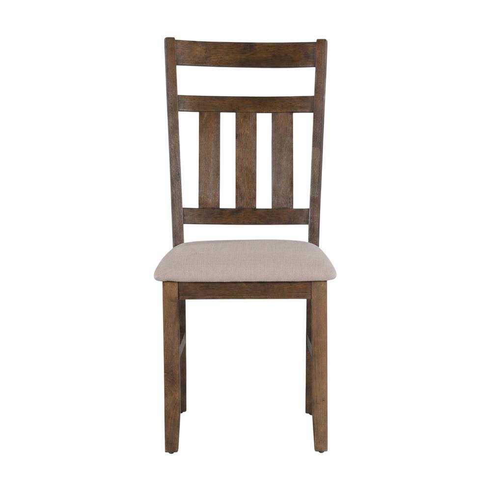 Rustic Umber Side Chair with Polyester Upholstery and Comfortable Seat, Set of 2. Picture 4