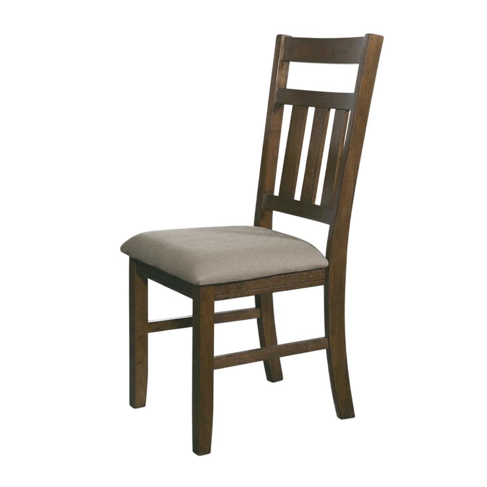 Rustic Umber Side Chair with Polyester Upholstery and Comfortable Seat, Set of 2. Picture 5