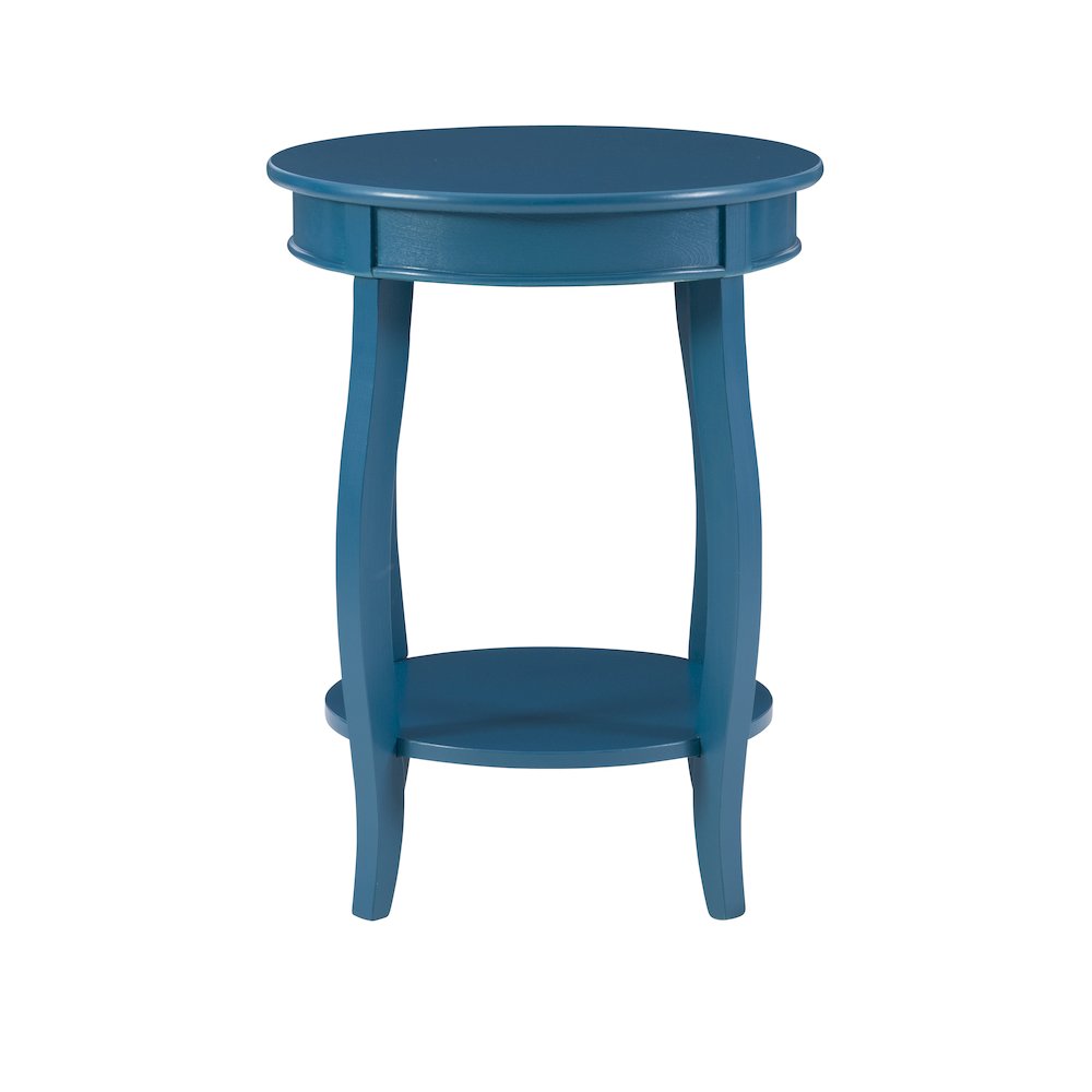 Teal Round Table with Shelf. Picture 2