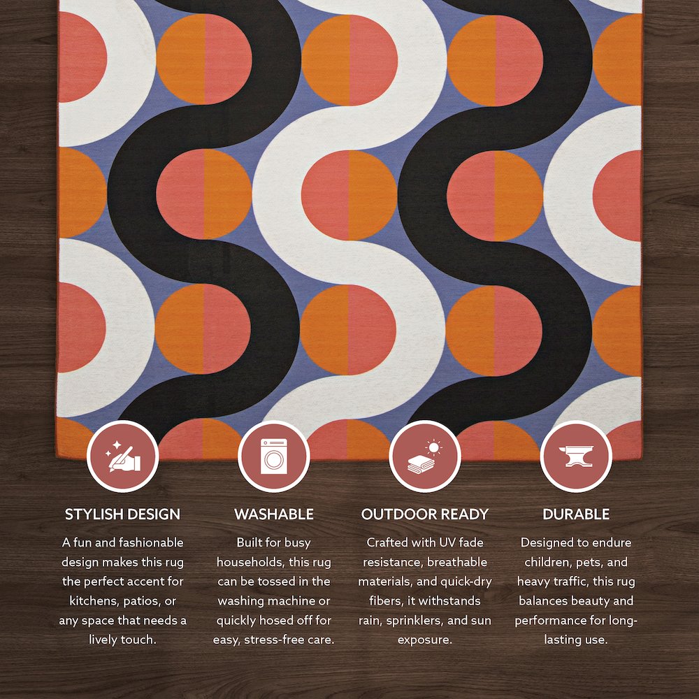 Outdoor Washable Jupiter Orange & Pink 5' X7', Rug. Picture 5